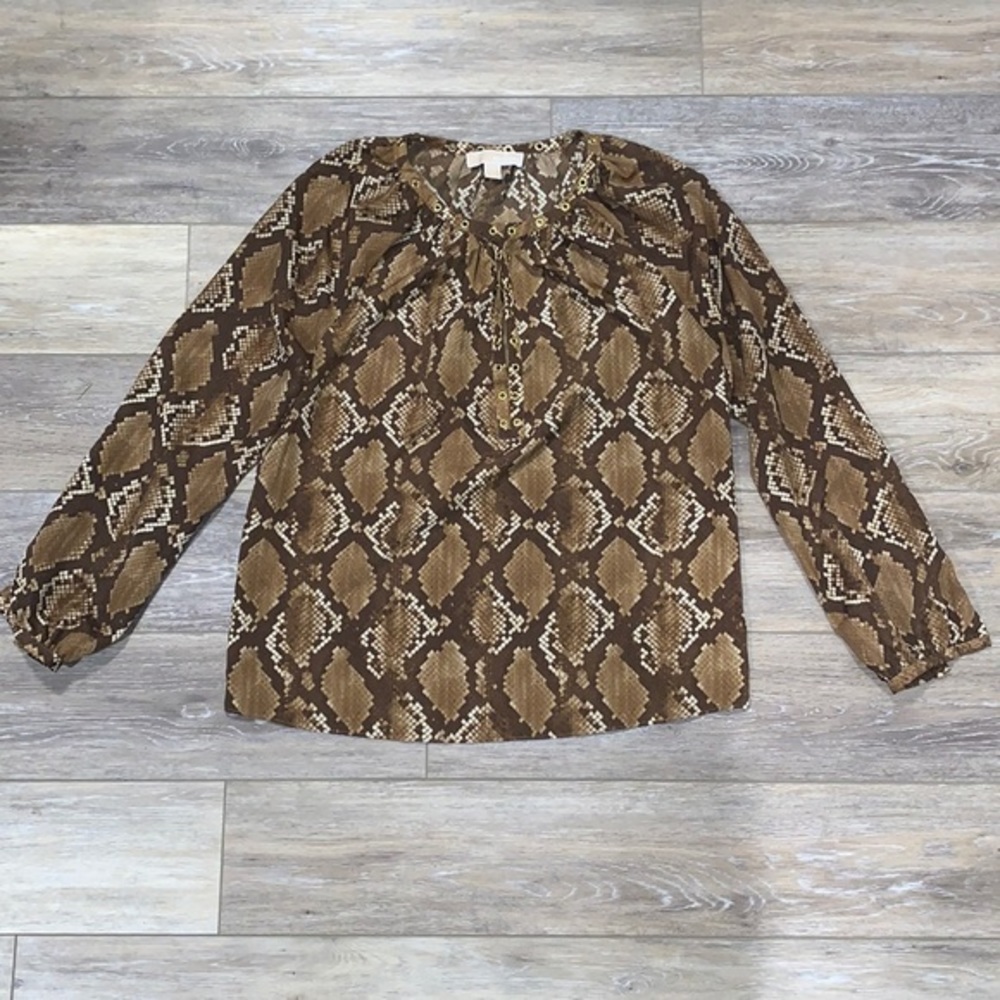 Michael Kors Snake skin Long Sleeve Blouse